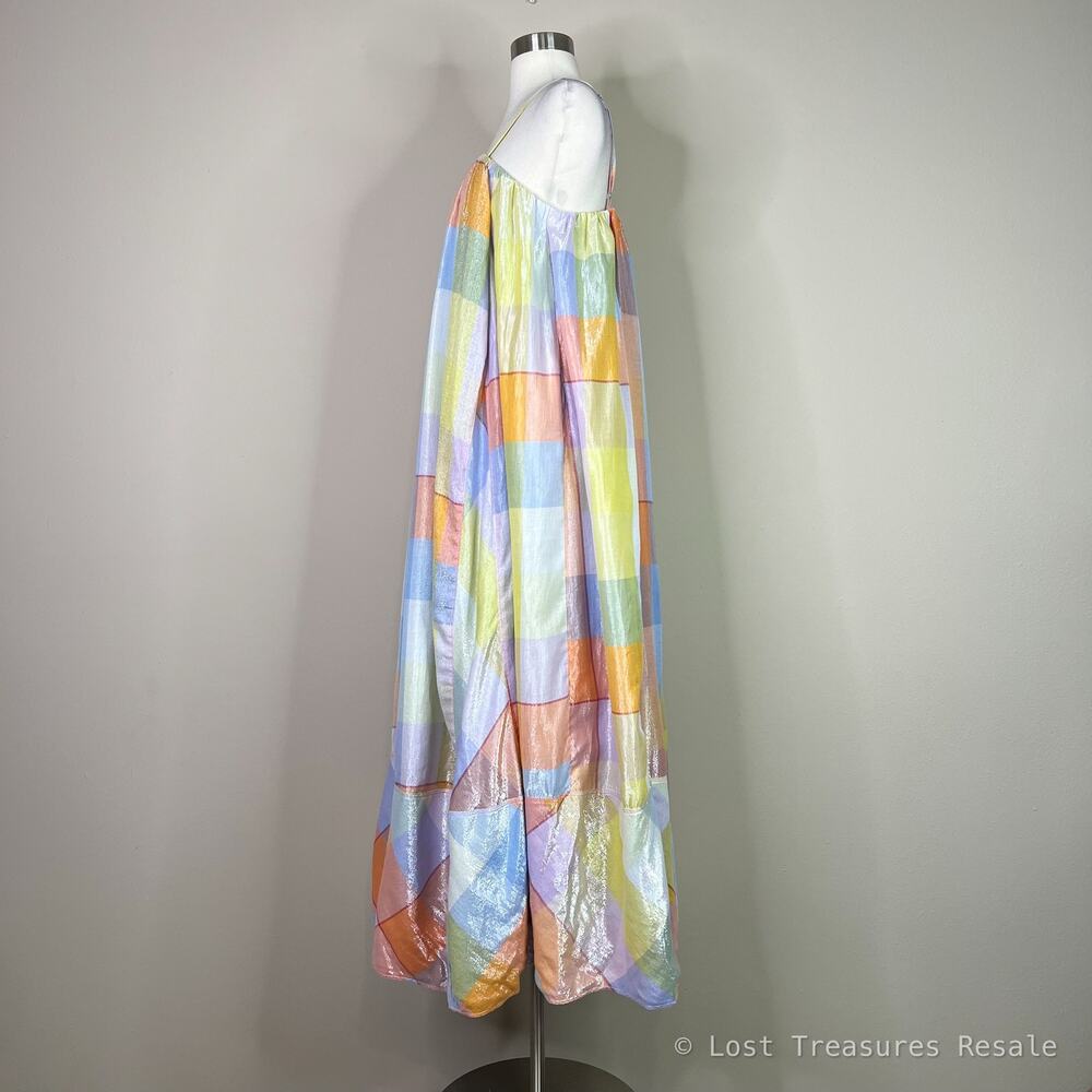Anthropologie | Pilcro Metallic Colorful Plaid Tent Maxi Dress Plus Size 1X - Picture 9 of 11